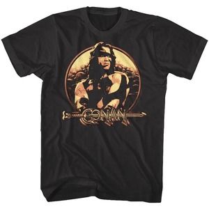 Conan The Barbarian Vintage Metallic Shield T Shirt Schwarzenegger Movie Shirt